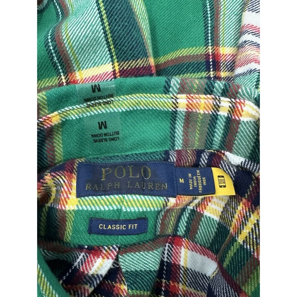Polo Ralph Lauren Men's Sz M Classic Fit Flannel Shirt Green Plaid L/S $148 W8